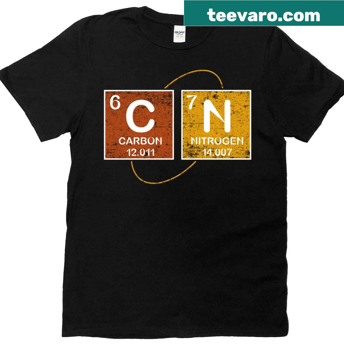Funny science T-shirt with carbon and nitrogen symbols. — on a men's t-shirt