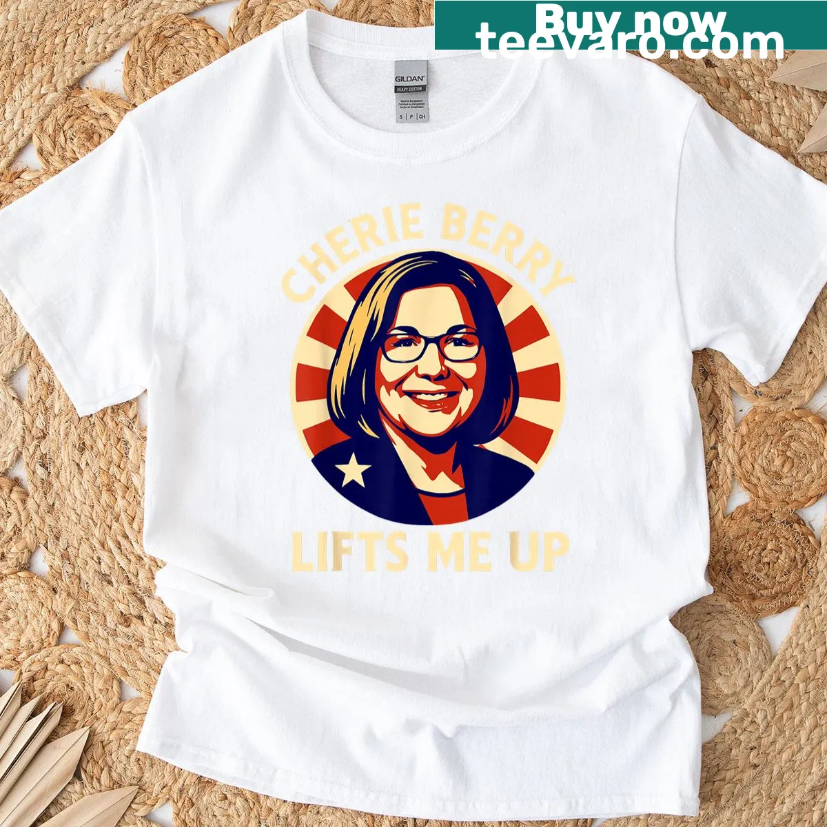 Retro Cherie Berry meme graphic T-shirt — on a men's t-shirt