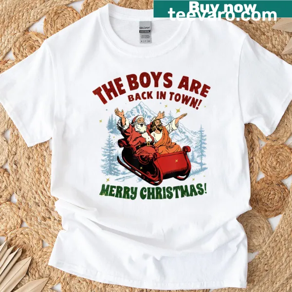 Playful Christmas T-shirt with retro Santa and festive text