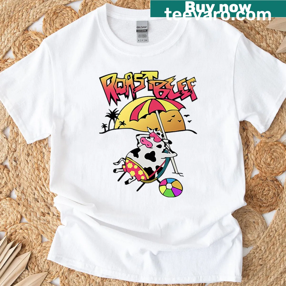 Funny roasted beef graphic t-shirt with humorous text — on a men's t-shirt