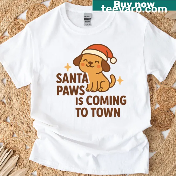 Cute Christmas dog design with Santa hat and festive text