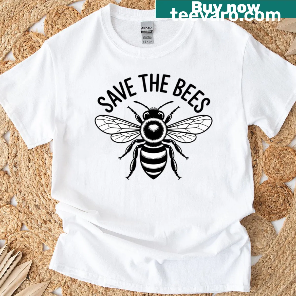 Environmental design advocating for bee conservation — on a men's t-shirt