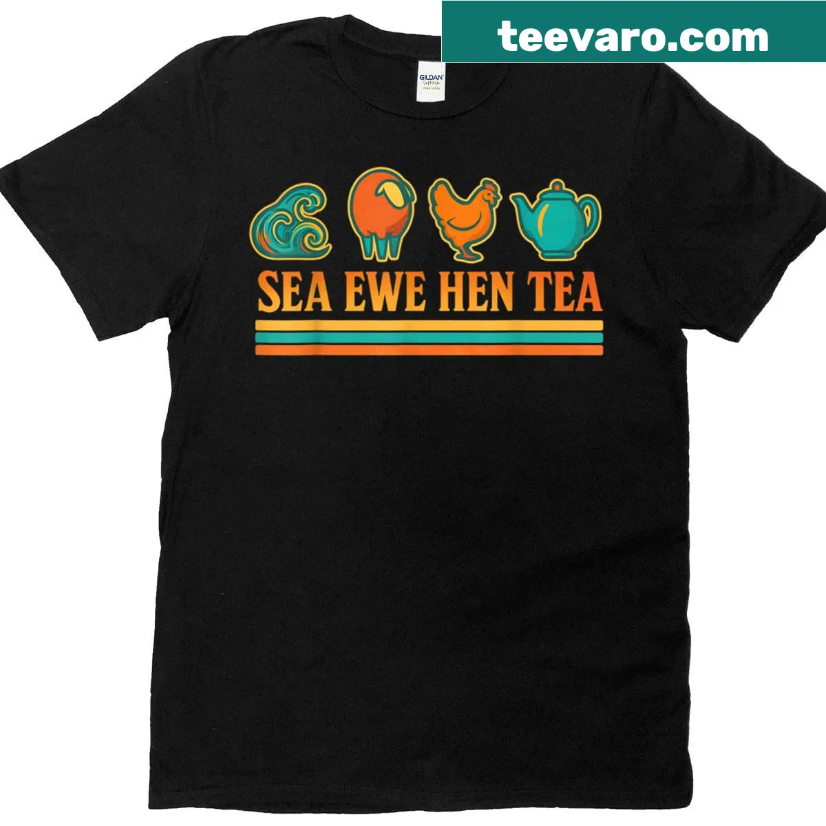 Retro-style t-shirt featuring a funny pun about sheep and tea — on a men's t-shirt