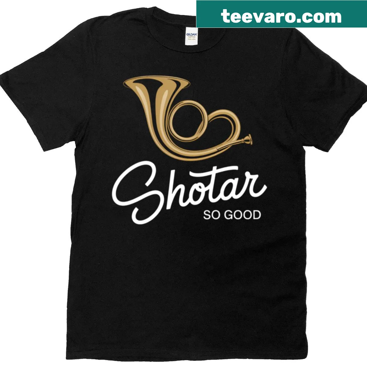 Fun t-shirt with the phrase 'Shofar So Good' in playful typography — on a men's t-shirt