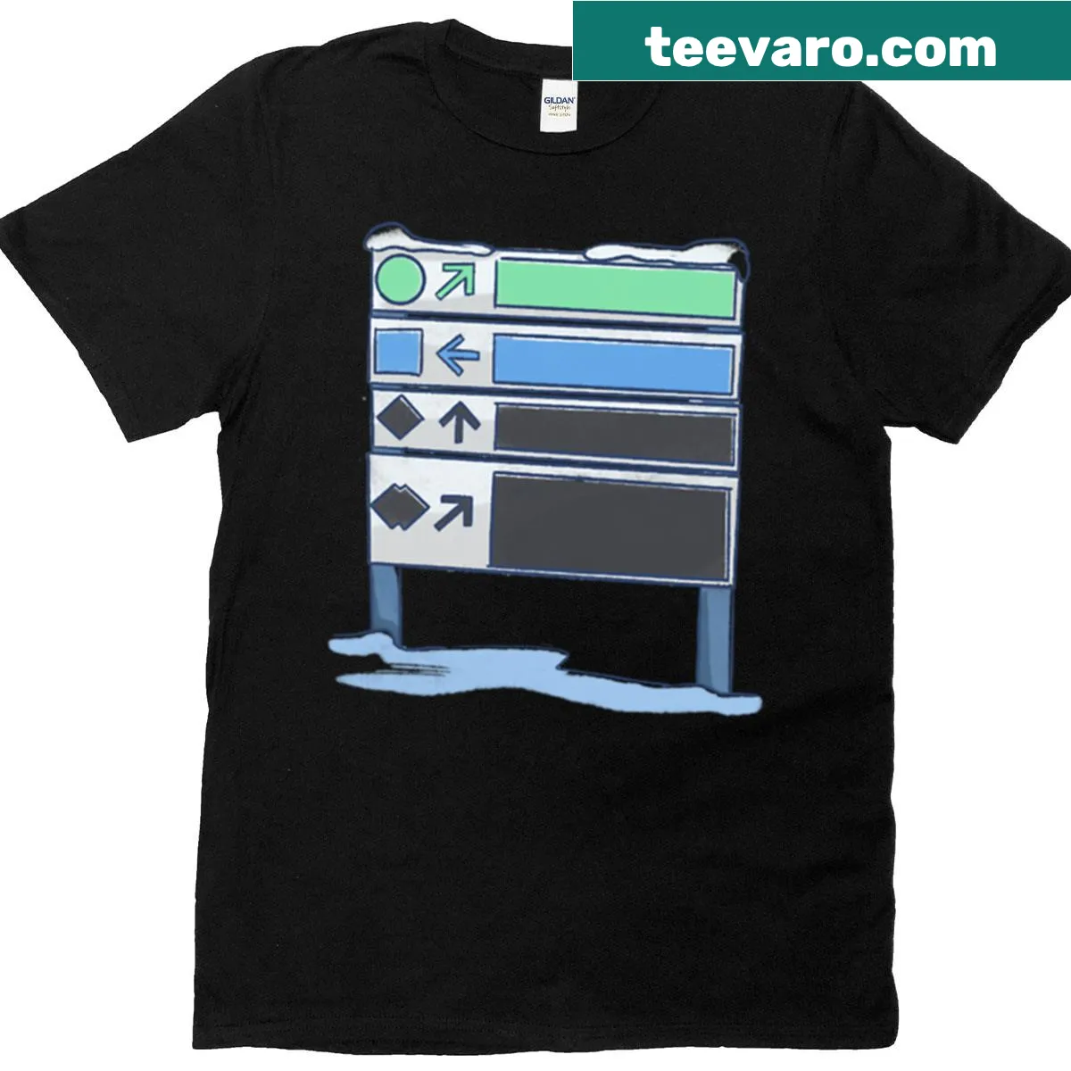 Ski slope difficulty signs t-shirt design — on a men's t-shirt