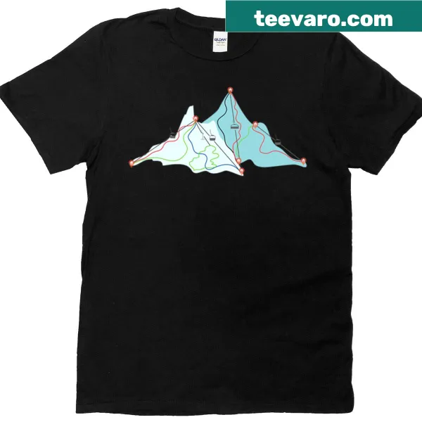Illustrated ski trail map graphic t-shirt for skiing enthusiasts
