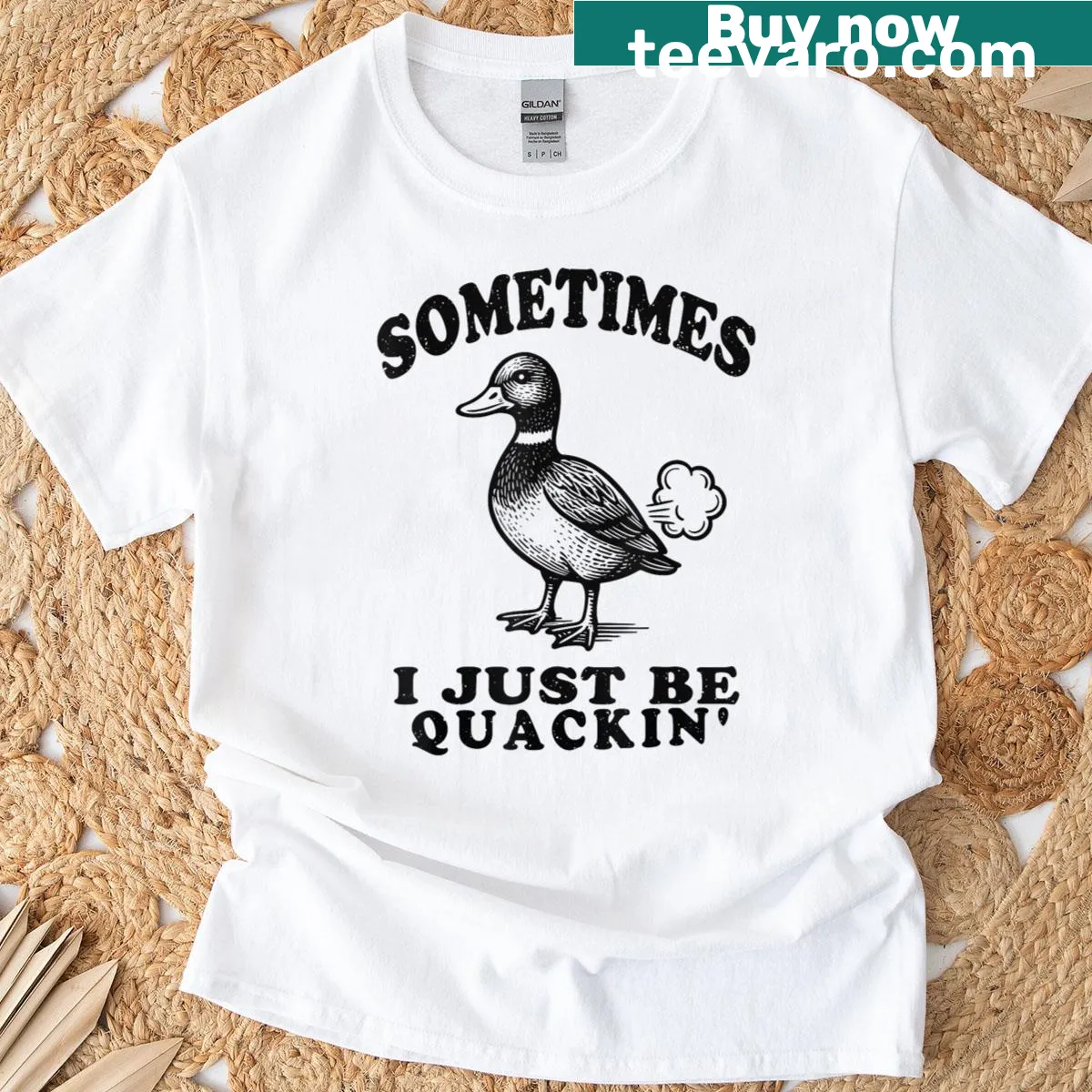 Funny retro t-shirt featuring a duck humor phrase — on a men's t-shirt