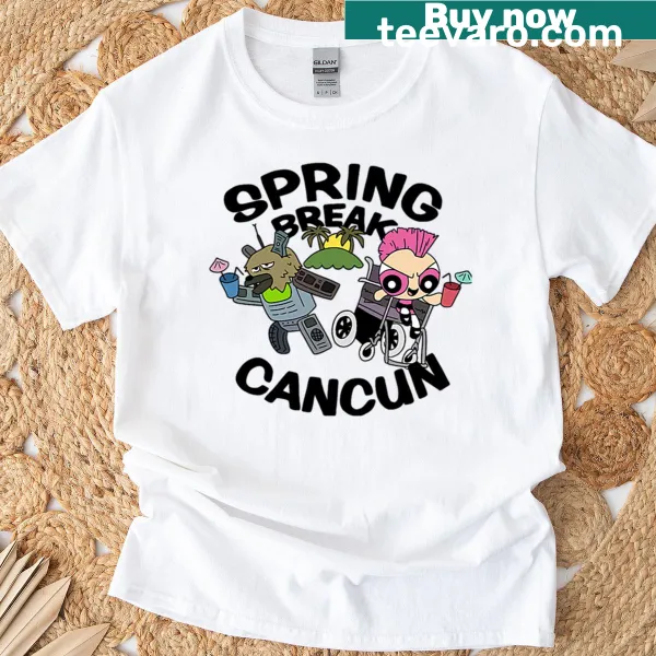 Oversized T-shirt featuring a vintage graphic of Spring Break Cancun 2003