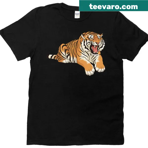 Illustrated Sumatran tiger on a nature-themed T-shirt