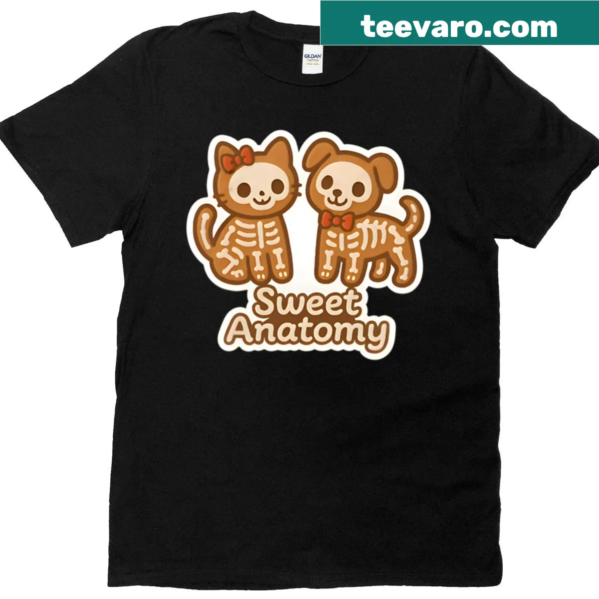 Illustration of gingerbread skeletons on a fun T-shirt — on a men's t-shirt
