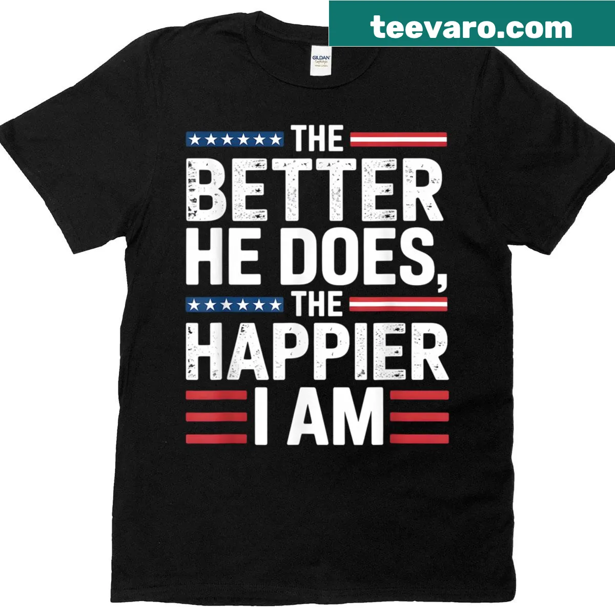 Patriotic T-shirt featuring a supportive saying in bold typography — on a men's t-shirt
