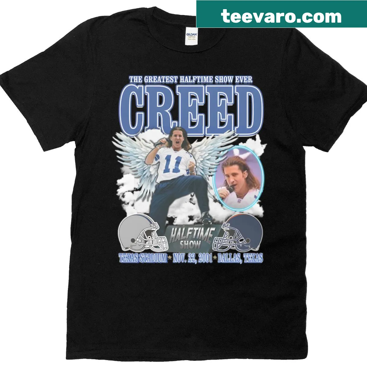 Tribute design for the greatest halftime show featuring musical elements — on a men's t-shirt