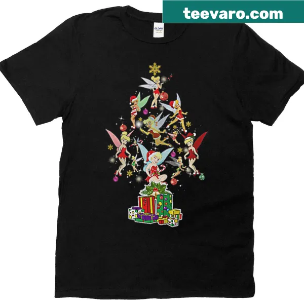 Tinkerbell Christmas tree graphic on children's t-shirt