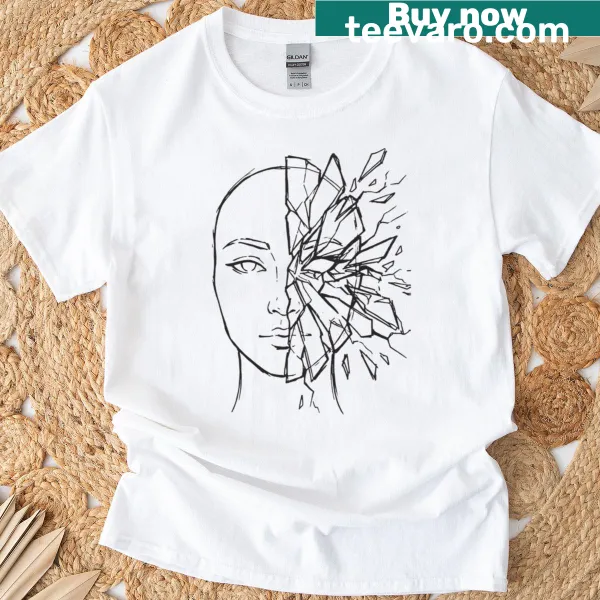 Abstract design of an unfinished portrait on T-shirt