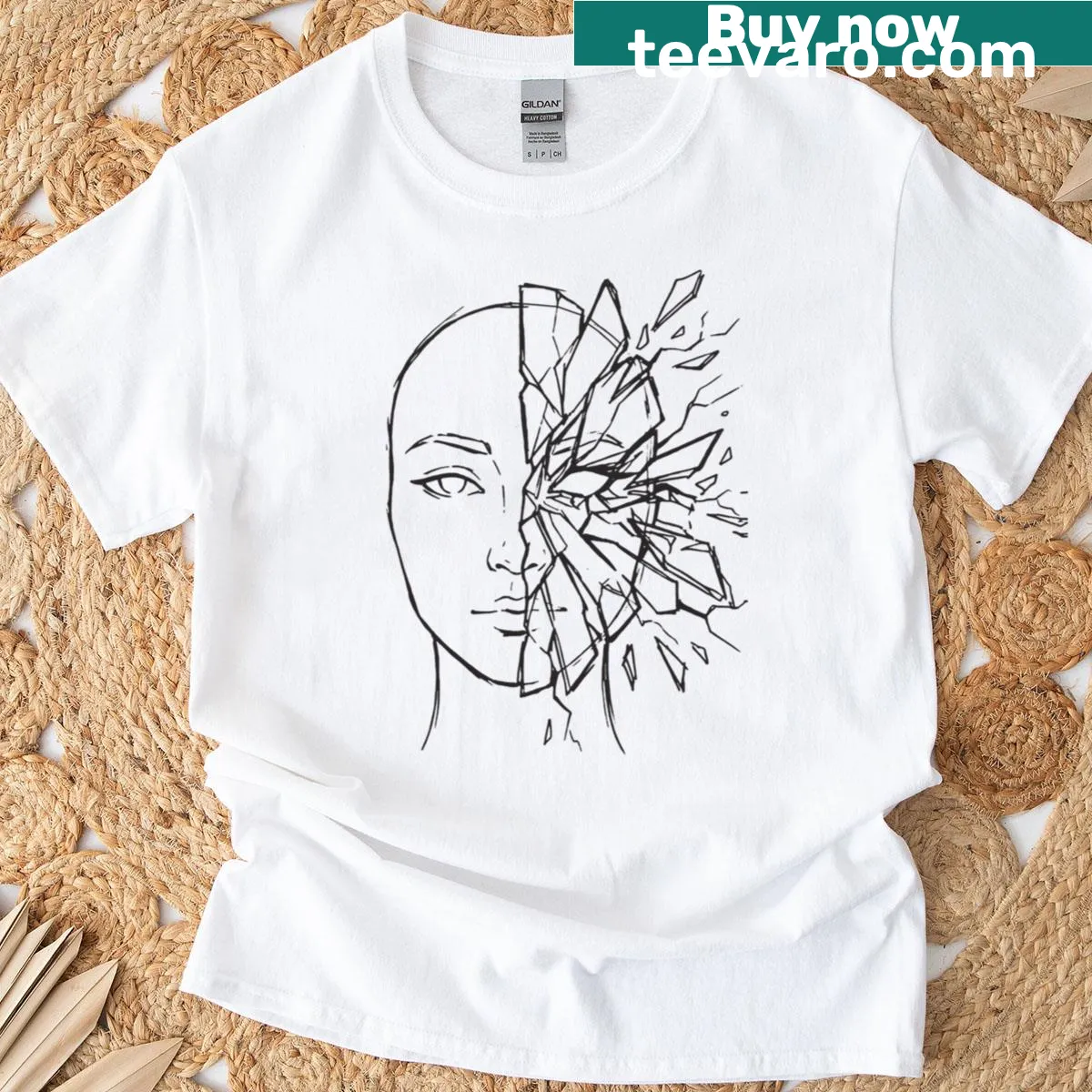 Abstract design of an unfinished portrait on T-shirt — on a men's t-shirt