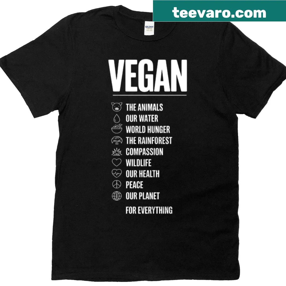 T-shirt promoting veganism and saving the bees with thoughtful message — on a men's t-shirt