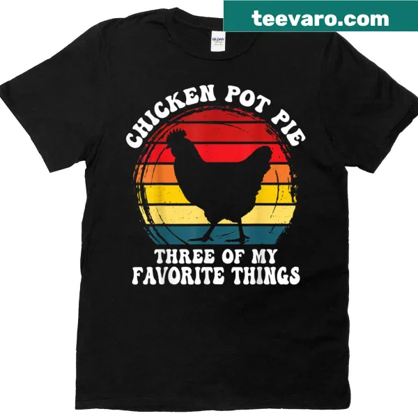 Vintage-style t-shirt featuring illustrations of chicken, pot pie, and love.