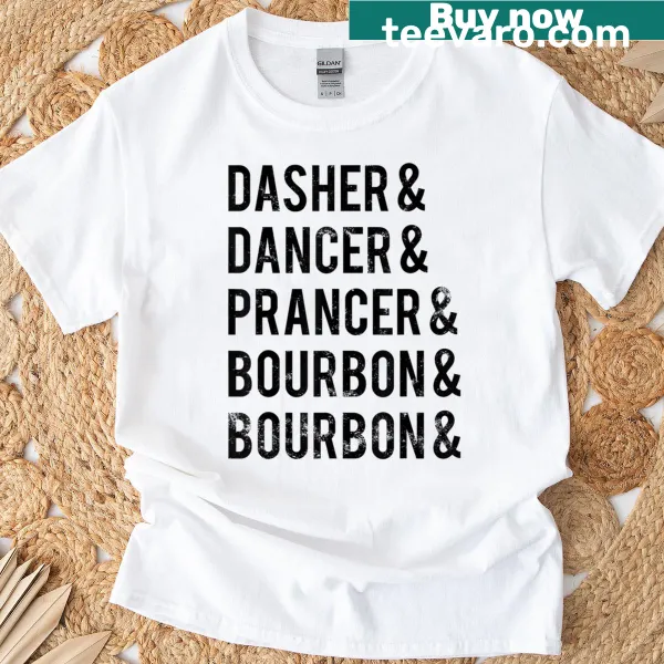 Funny vintage reindeer graphic with bourbon theme on t-shirt