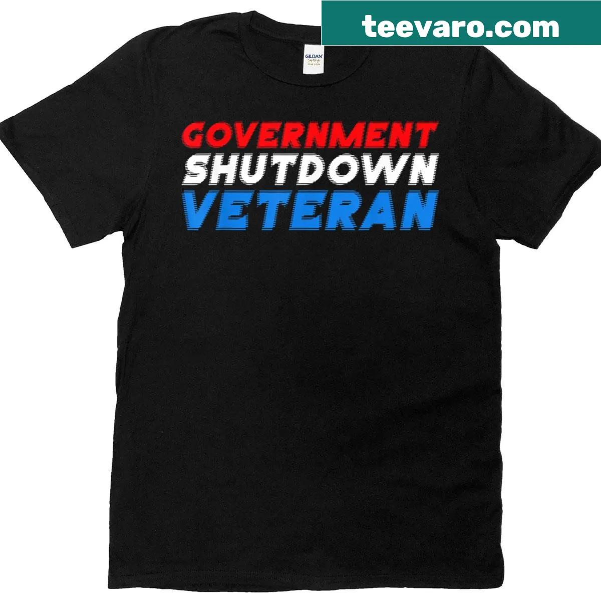 Vintage humorous government shutdown veteran meme t-shirt — on a men's t-shirt
