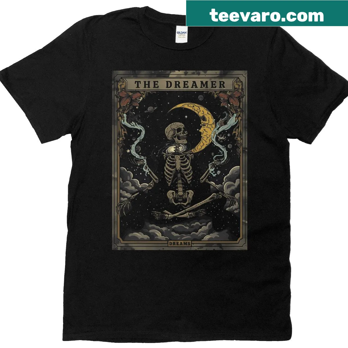 Vintage-style T-shirt featuring a whimsical dreamer design — on a men's t-shirt