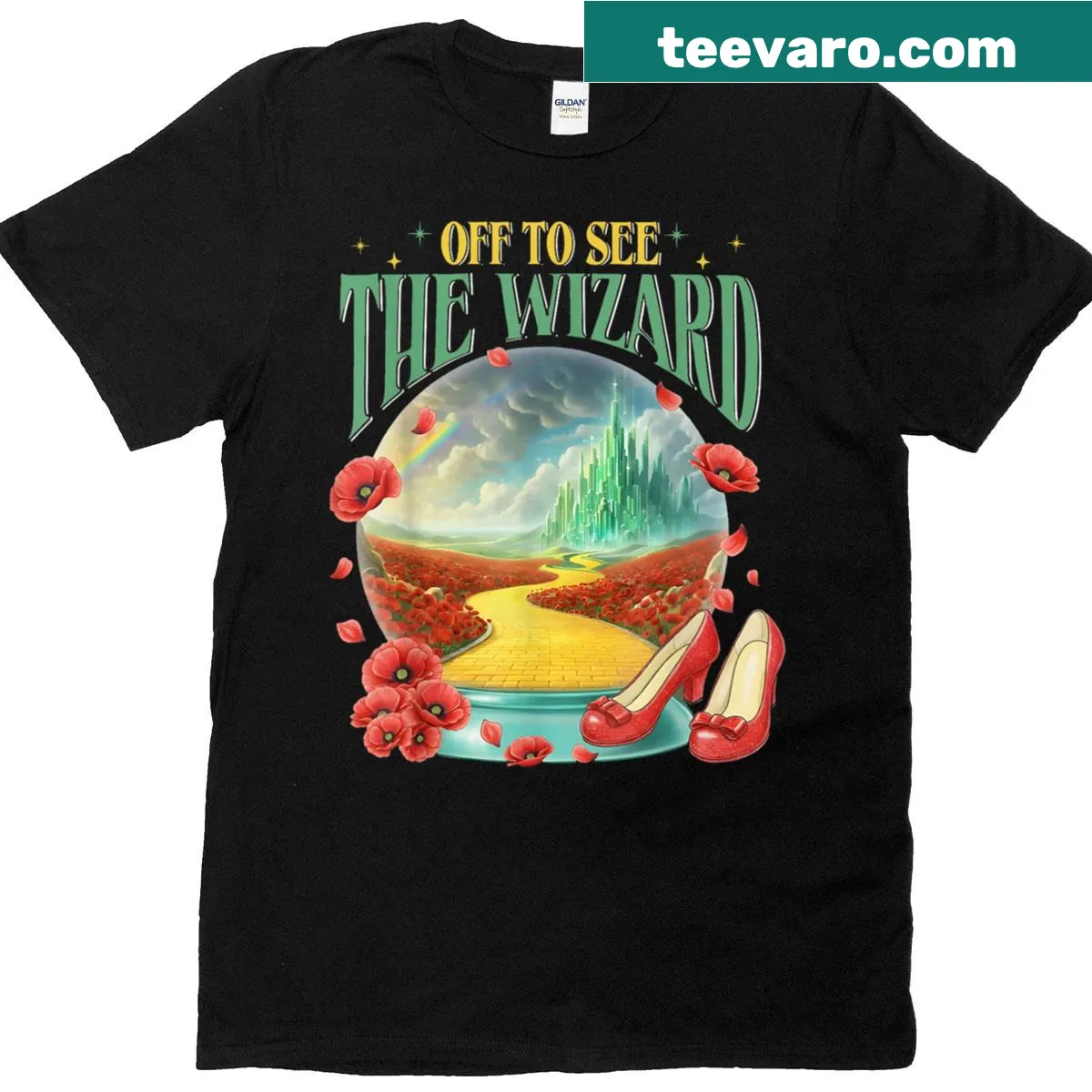 Whimsical illustration inspired by The Wizard of Oz for T-shirt — on a men's t-shirt