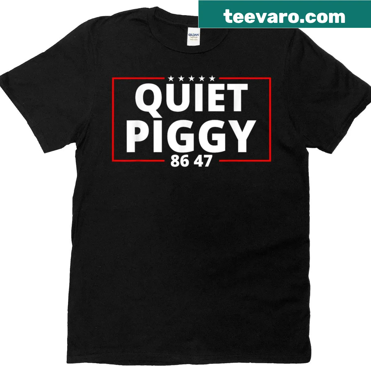 Cartoon pig design with political humor for T-shirt — on a men's t-shirt