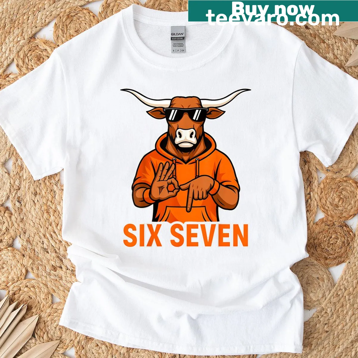 Vintage Six Seven Longhorn t-shirt for sports enthusiasts — on a men's t-shirt