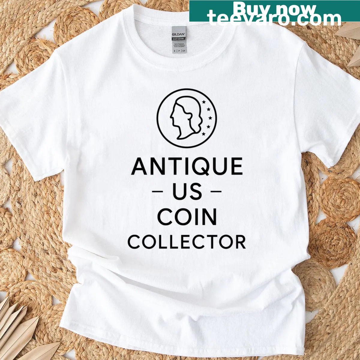 Vintage coin collecting hobby t-shirt — on a men's t-shirt