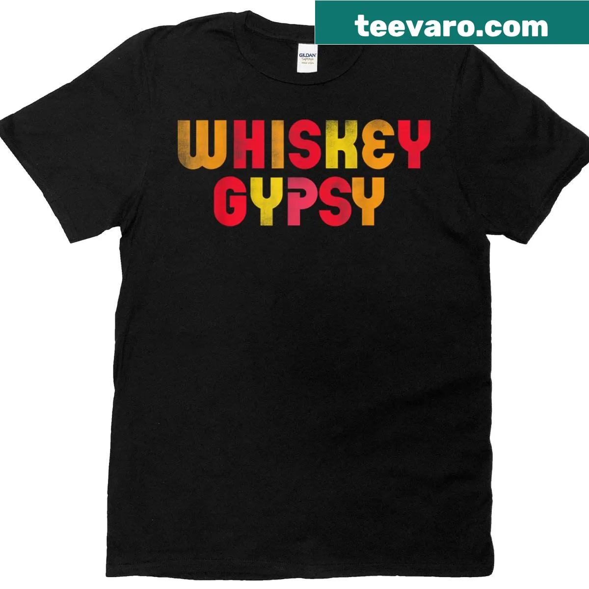 Vintage t-shirt with 'Whiskey Gypsy' text for whiskey enthusiasts — on a men's t-shirt