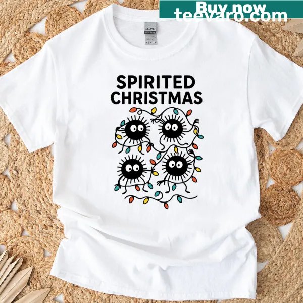 Cute soot sprite illustration for a Christmas T-shirt