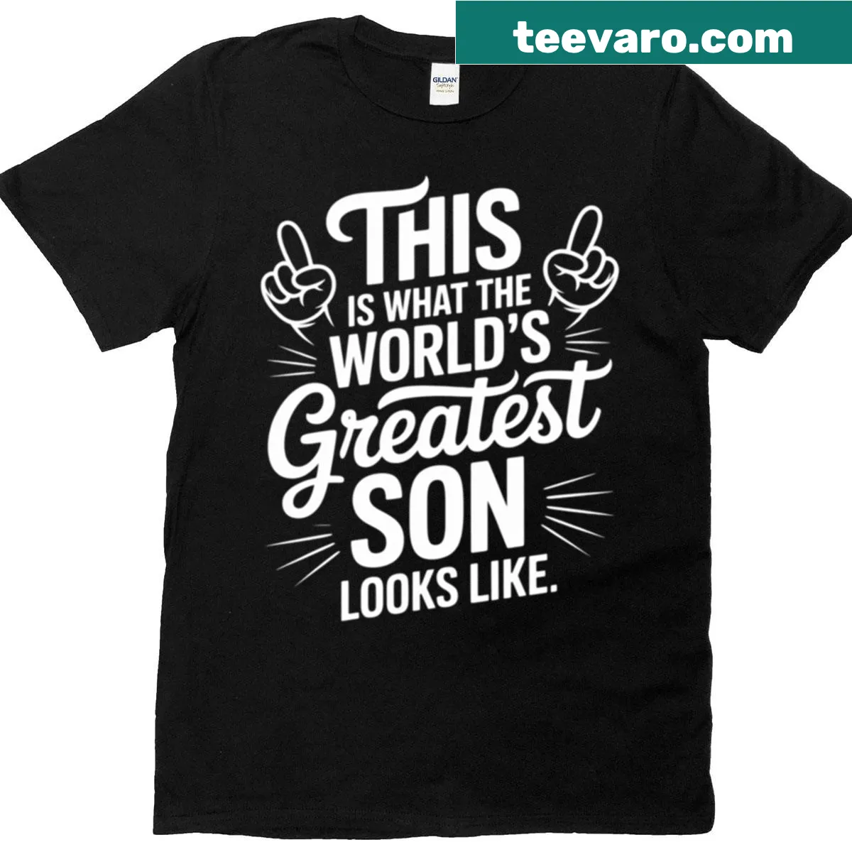T-shirt stating World's Greatest Son with heartfelt typography — on a men's t-shirt