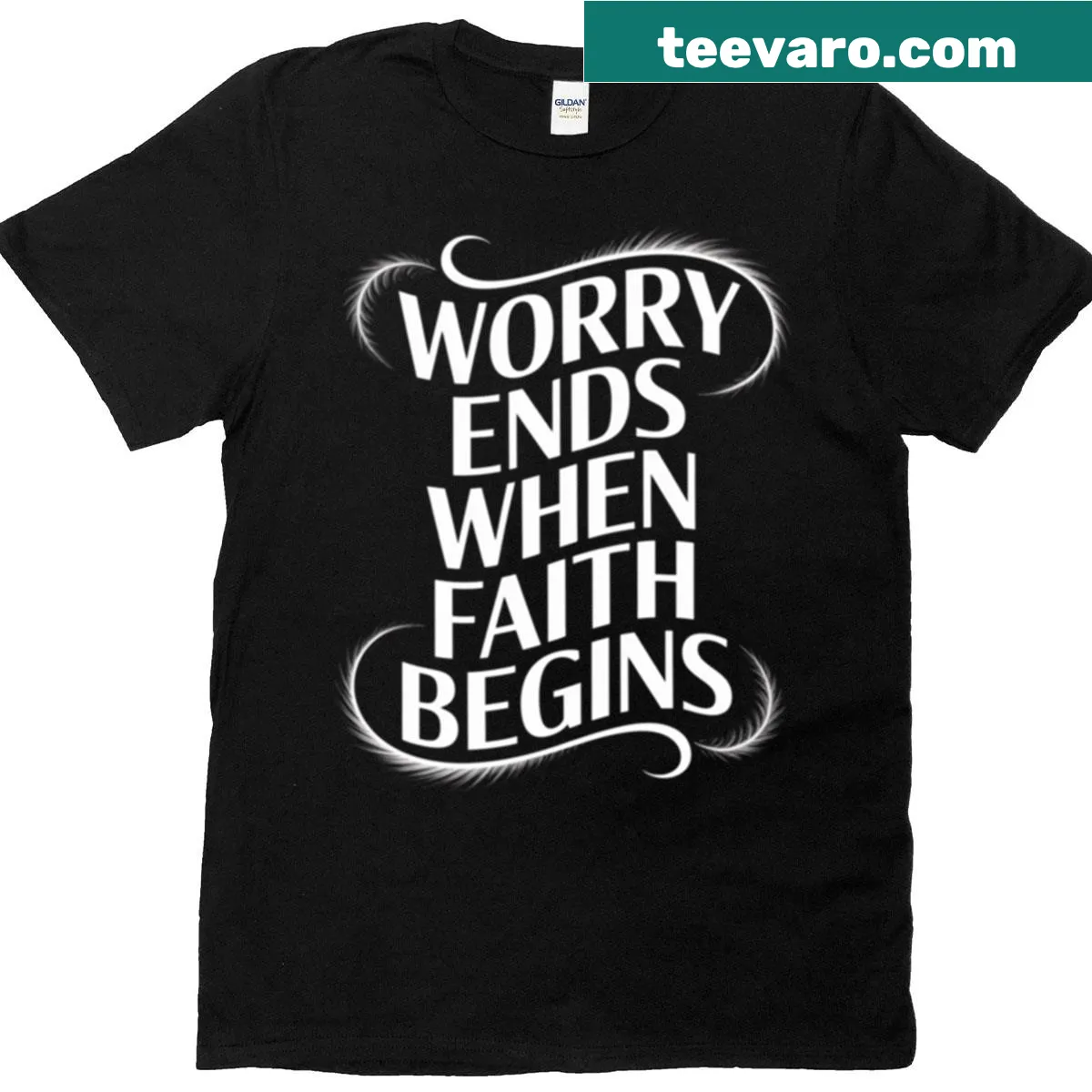 Inspirational T-shirt with faith-based message — on a men's t-shirt