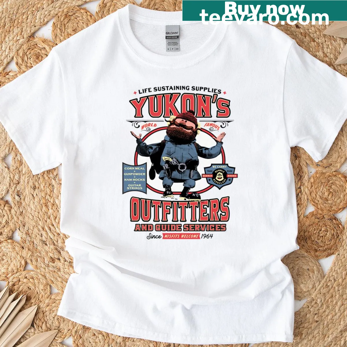 Yukon Outfitters themed T-shirt promoting outdoor adventures — on a men's t-shirt