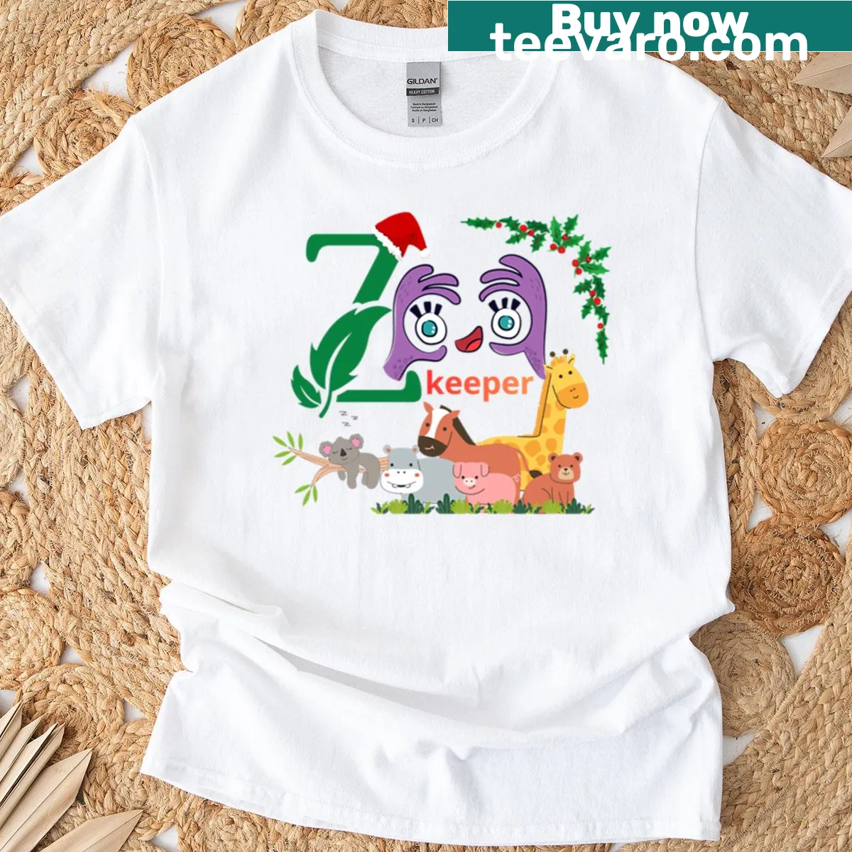 Cute zookeeping themed t-shirt for Christmas — on a men's t-shirt