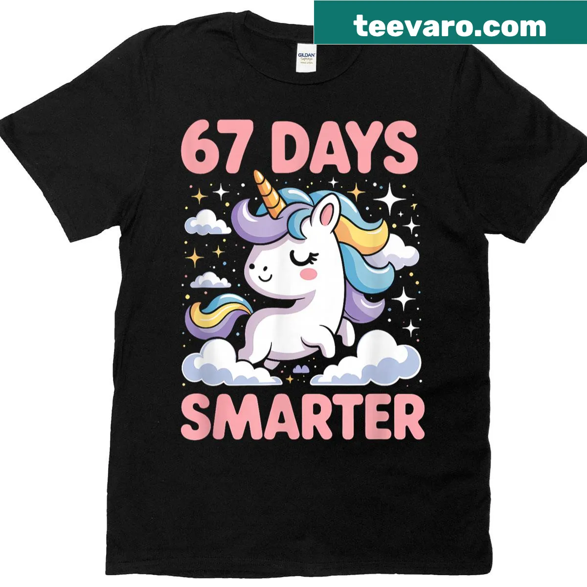Magical unicorn graphic celebrating kindergarten milestones. — on a men's t-shirt