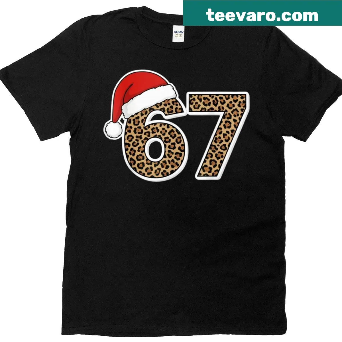 Funny Christmas T-shirt with leopard plaid and meme design — on a men's t-shirt