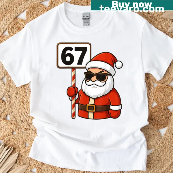 Funny Christmas t-shirt with '67 Meme' graphic, suitable for all