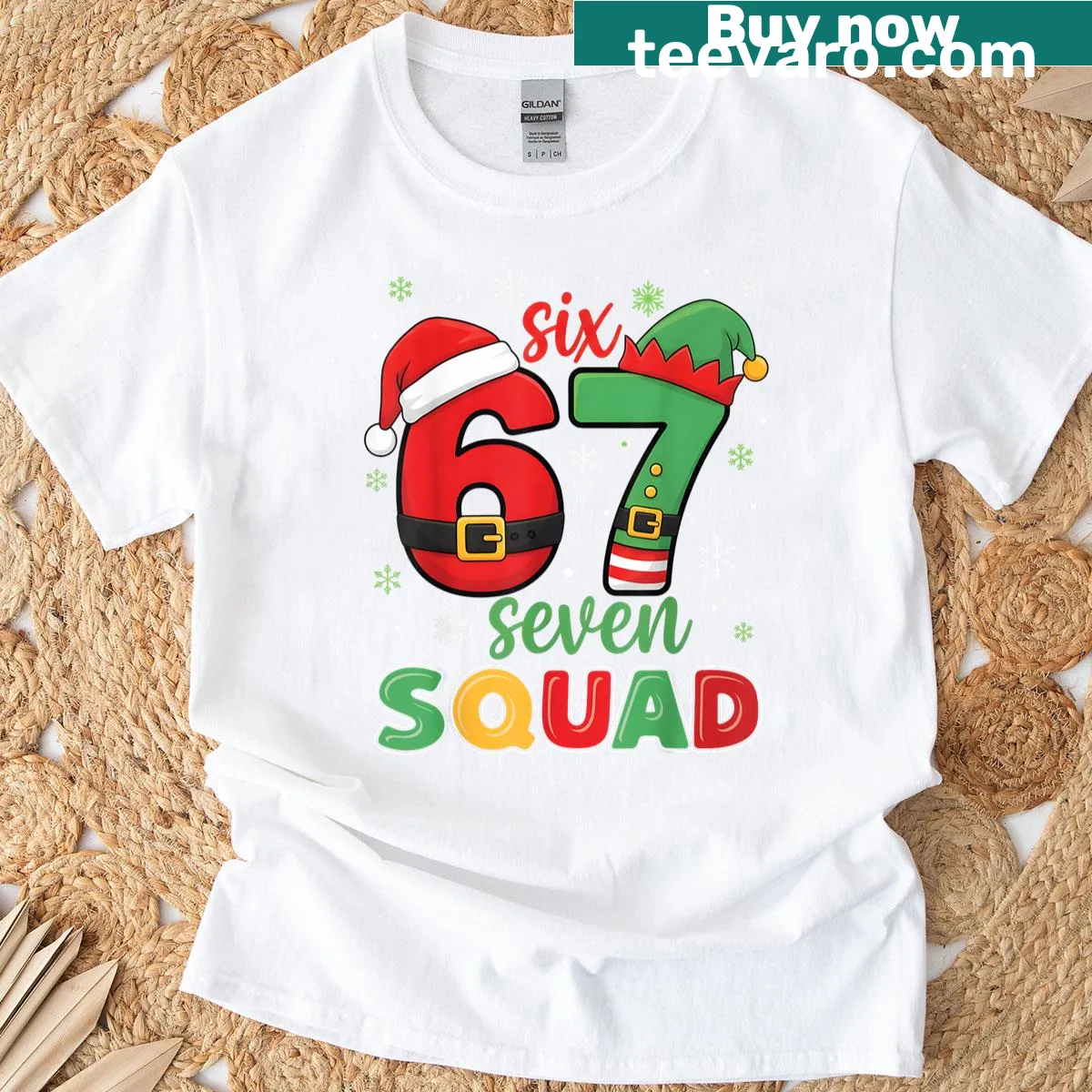 Christmas T-shirt featuring squad theme for all ages — on a men's t-shirt