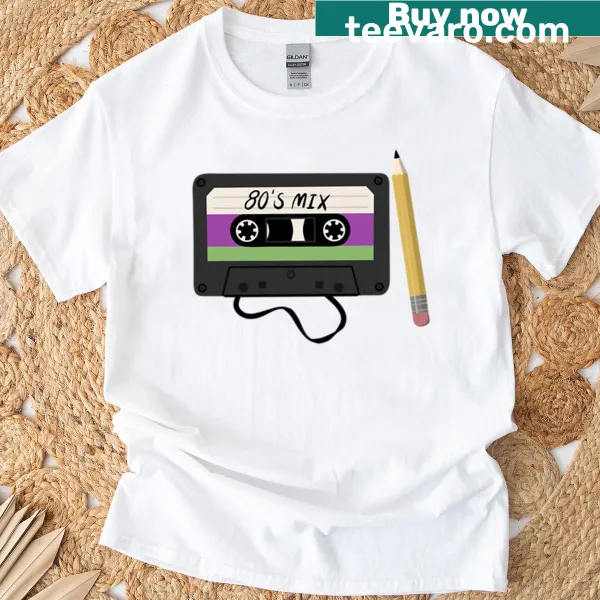 Retro cassette tape graphic t-shirt representing 80's music culture