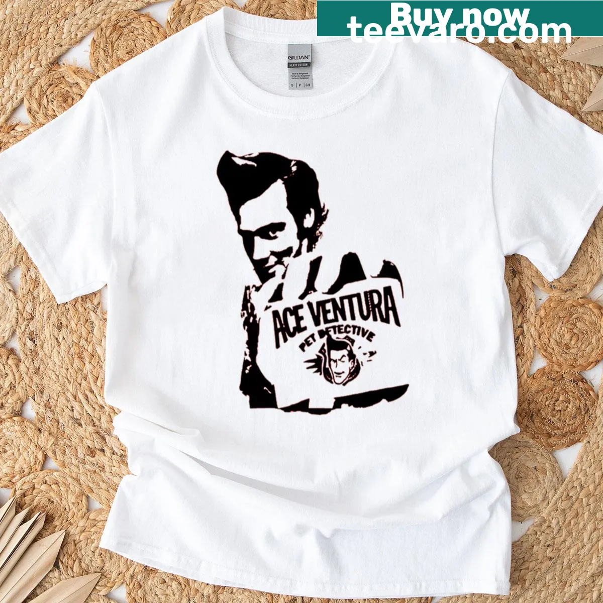 T-shirt featuring Ace Ventura in a fight scene — on a men's t-shirt