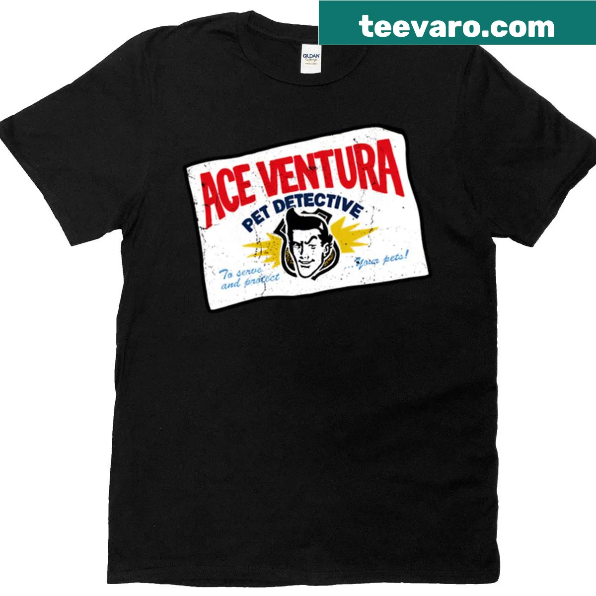 Nostalgic Ace Ventura Pet Detective graphic t-shirt — on a men's t-shirt