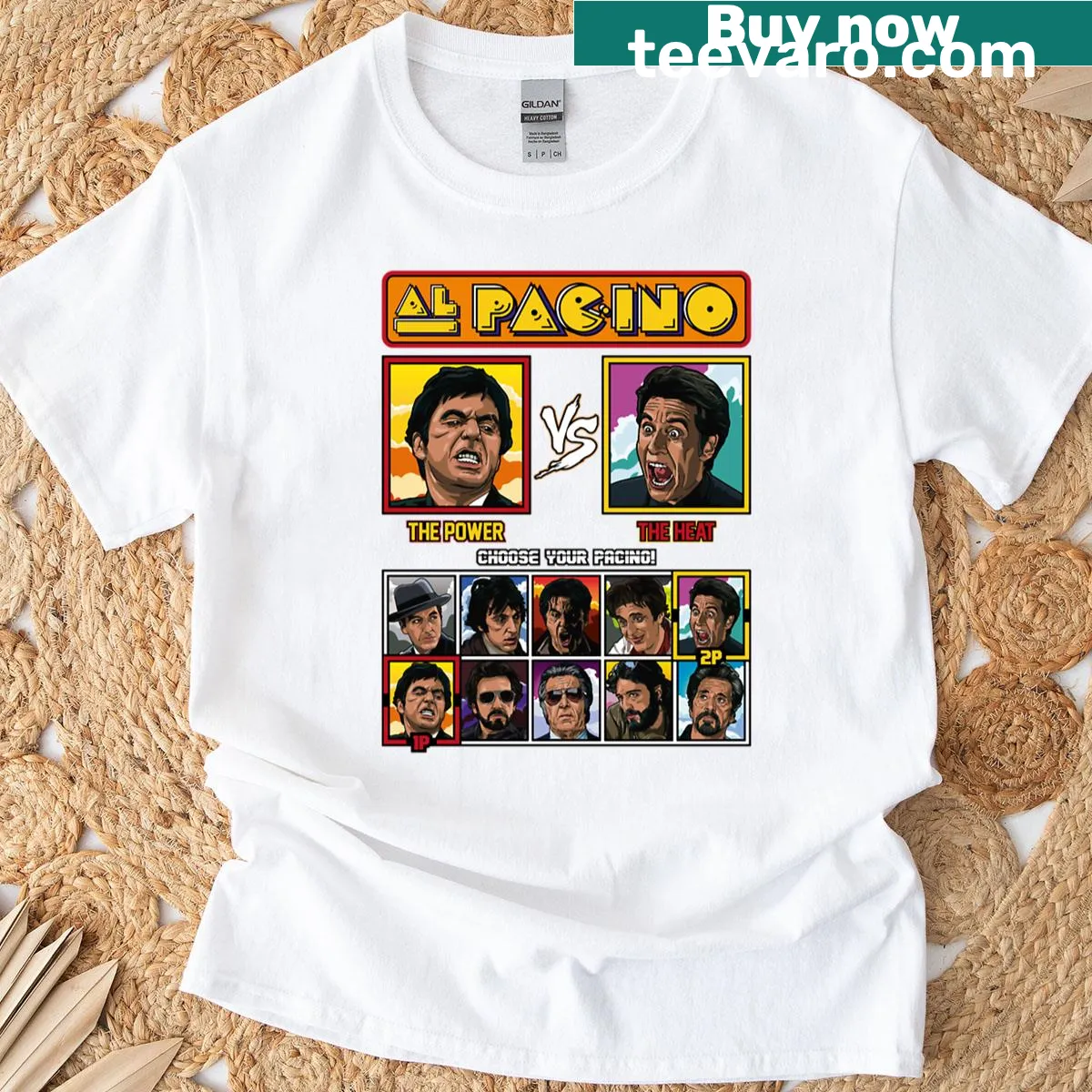 Vintage-style t-shirt featuring Al Pacino fighter art — on a men's t-shirt