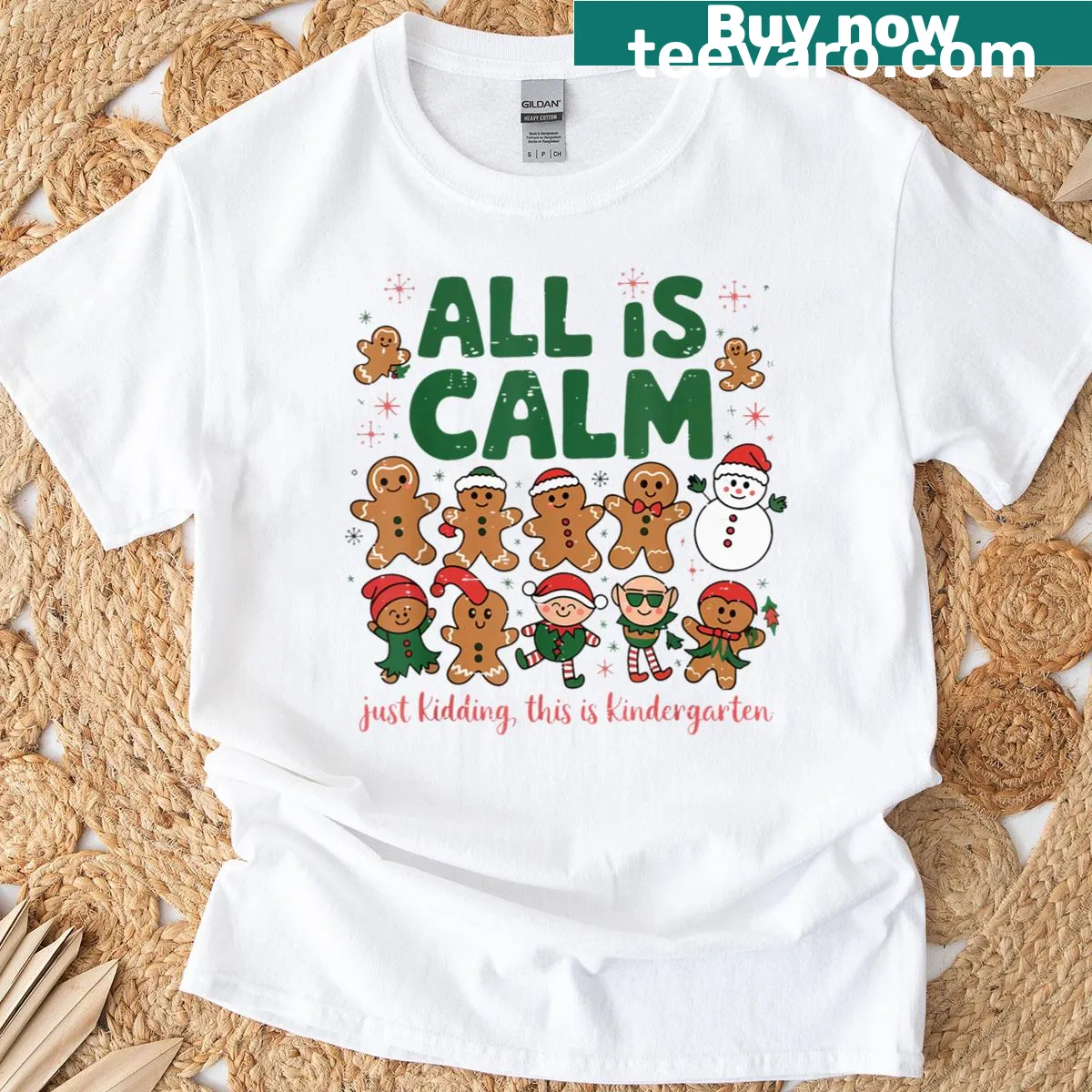 Funny T-shirt with gingerbread design and holiday phrases — on a men's t-shirt