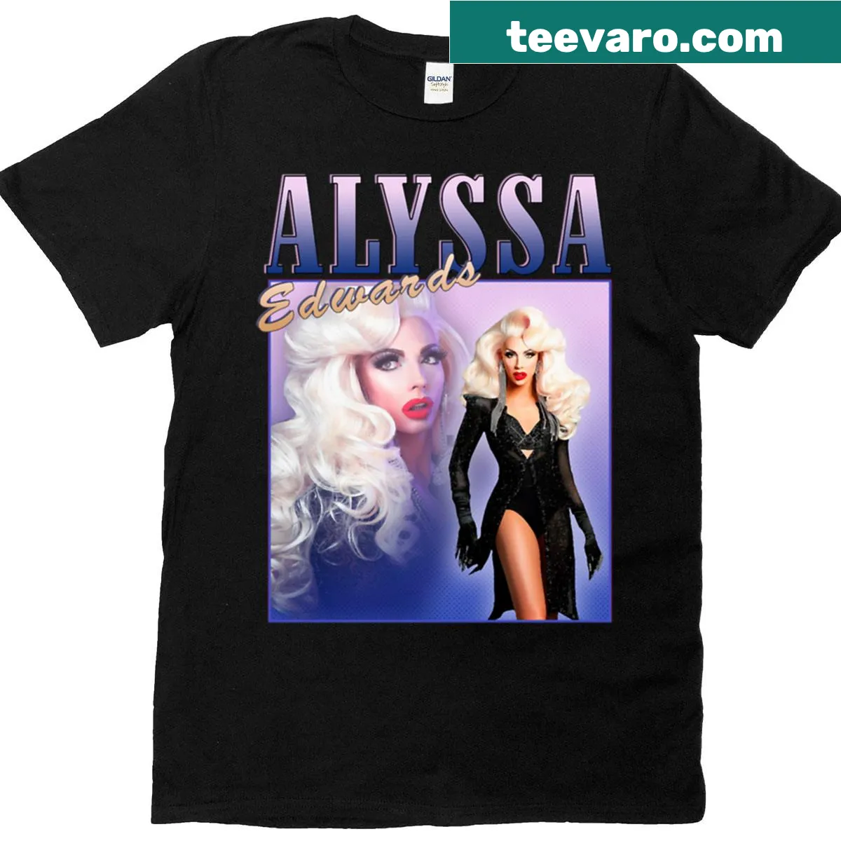 Vintage design T-shirt featuring Alyssa Edwards — on a men's t-shirt