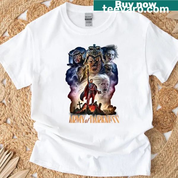 Illustrative t-shirt featuring Army of Darkness graphic