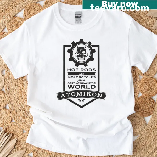 T-shirt featuring bold graphic of vintage hot rods.