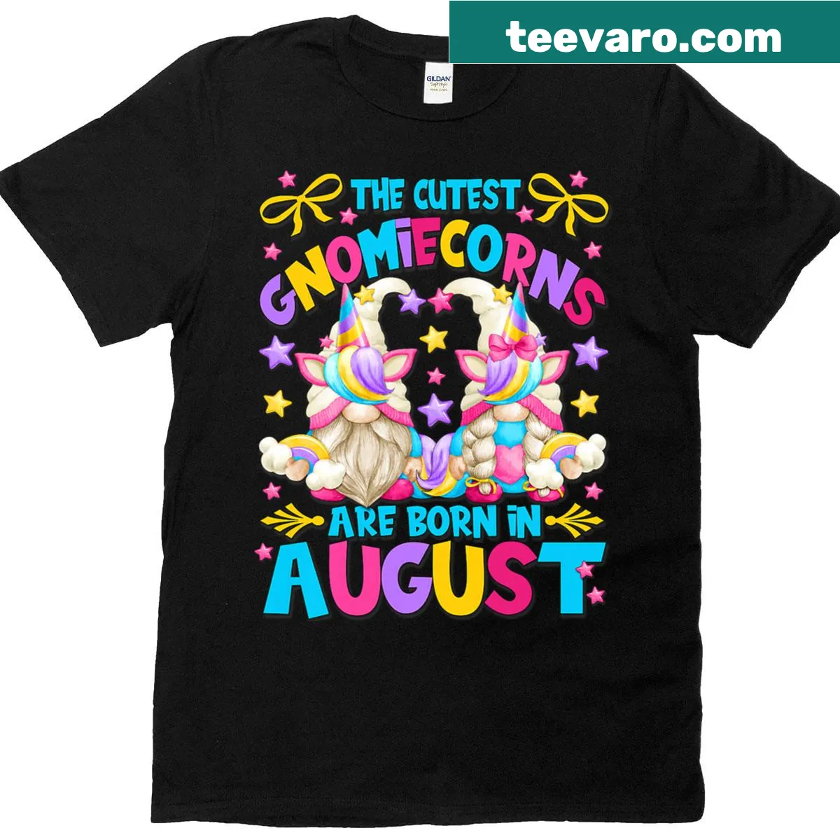 Cute birthday design shirt with a unicorn and gnome — on a men's t-shirt