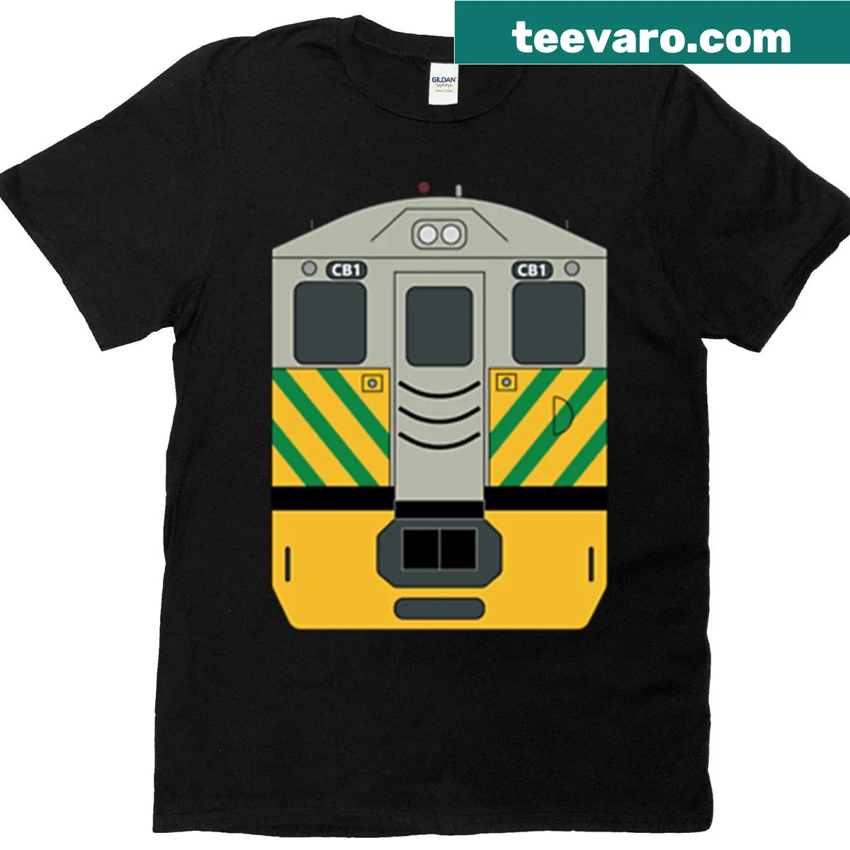 Vintage-style T-shirt featuring Australian Budd Railcar CB1 design — on a men's t-shirt