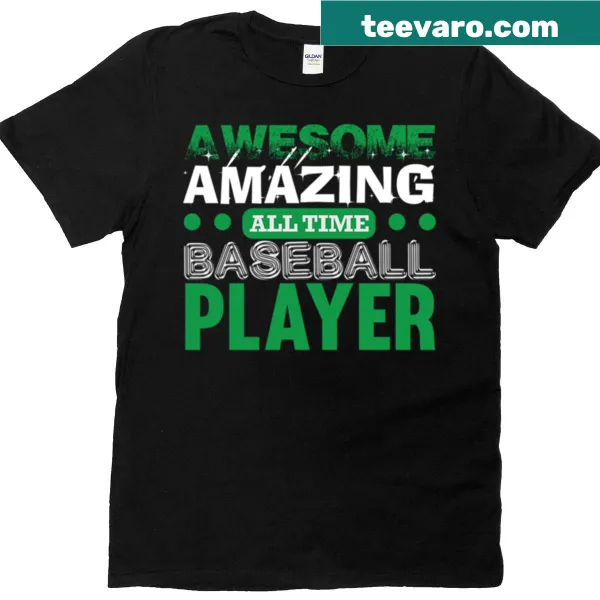 Illustrated baseball player in action on a T-shirt