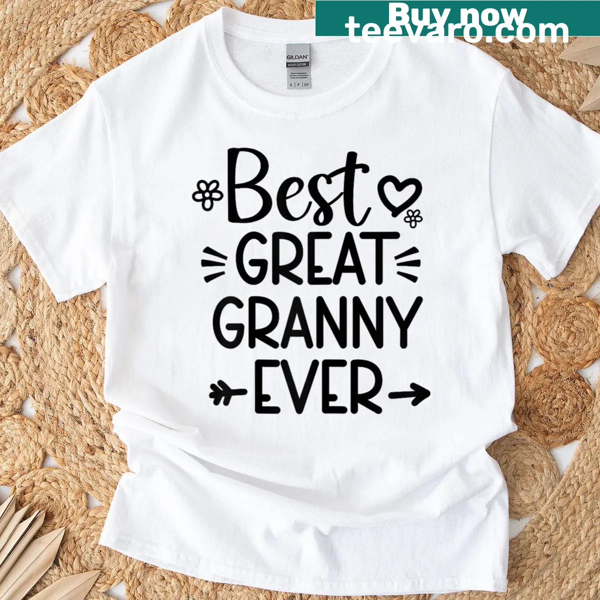 T-shirt celebrating grandmothers with 'Best Great Granny Ever' text — on a men's t-shirt